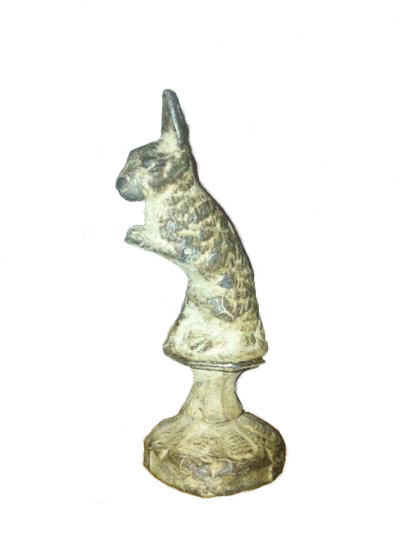 Medieval pewter game piece of a hare